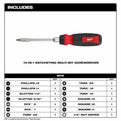 Milwaukee Tools Milwaukee 14-in-1 Ratcheting Multi-Bit Screwdriver 48-22-2903 -Current Tools Sales 48 22 2903 includes