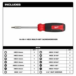 Milwaukee Tools Milwaukee 14-in-1 Hex Multi-Bit Screwdriver 48-22-2908 -Current Tools Sales 48 22 2908 includes