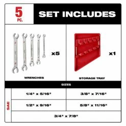 Milwaukee Tools Milwaukee 5pc Double End Flare Nut Wrench Set - SAE 48-22-9470 16 Milwaukee Tools Milwaukee 5pc Double End Flare Nut Wrench Set - SAE 48-22-9470 -Current Tools Sales 48 22 9470 2