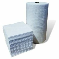 MBT Absorbents MBT 15" X 18" White Dimpled/Perforated Oil Sorbent Pads (100/Bale) Melt Blown WDML100
